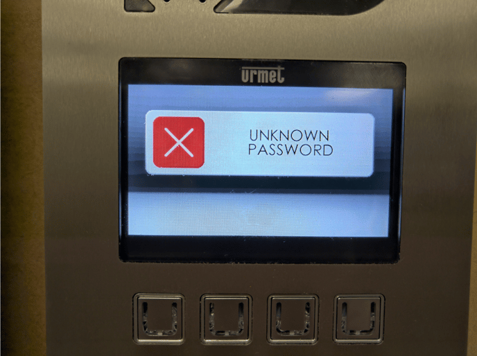 What Does 'Unknown Password' Mean On the 2Smart Entry Panel?